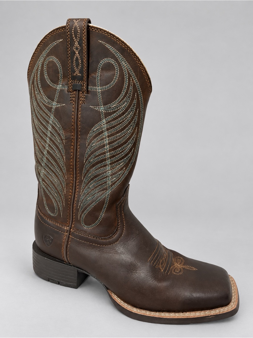 Ariat Round Up 7C Wide
Square Toe Brown Teal Leather
Western Cowgirl Boots - Picture 9 of 11